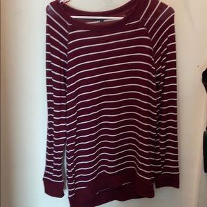 Maroon striped oversized sweater